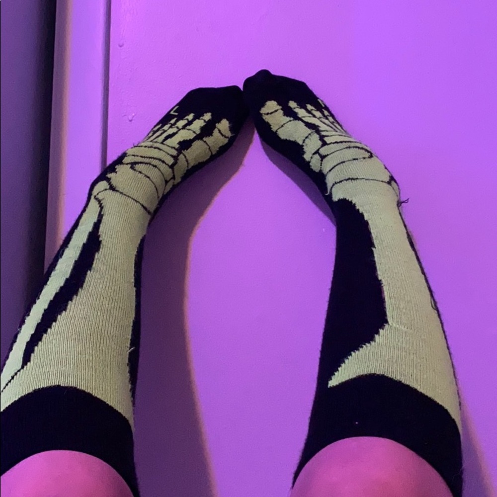 green skeleton softball socks